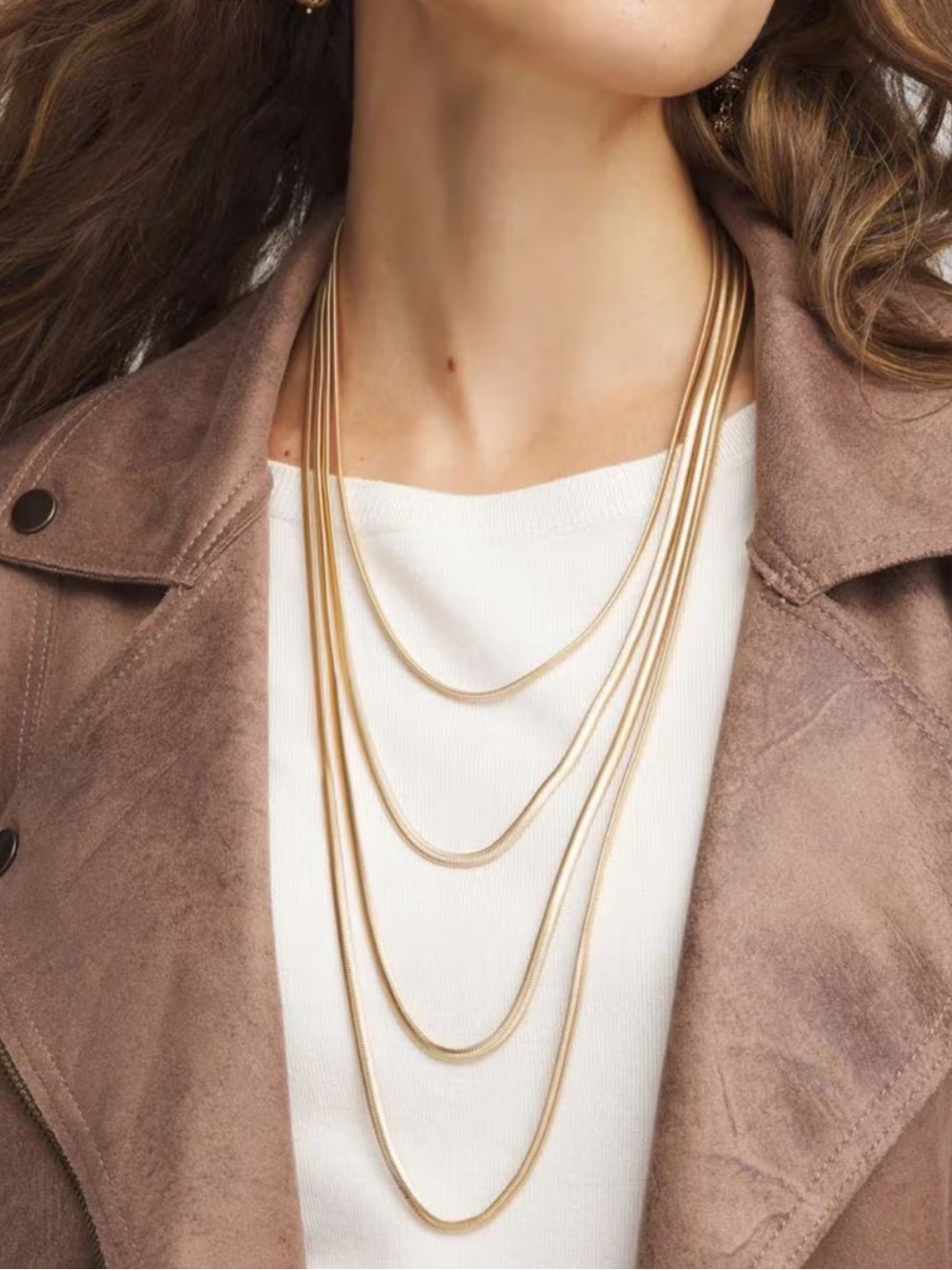 Chico’s Multi-Strand Gold Snake Chain Necklace